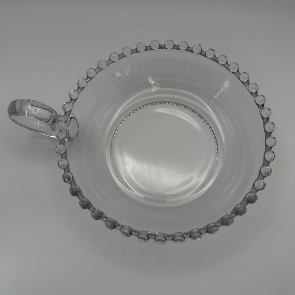 Vintage Clear Glass Beaded Rim Bowl with Handle – Candlewick Style